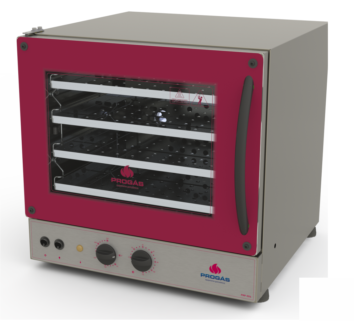 Forno Elétrico Turbo De Convecção Inox - Vermelho Com 4 Bandejas ...